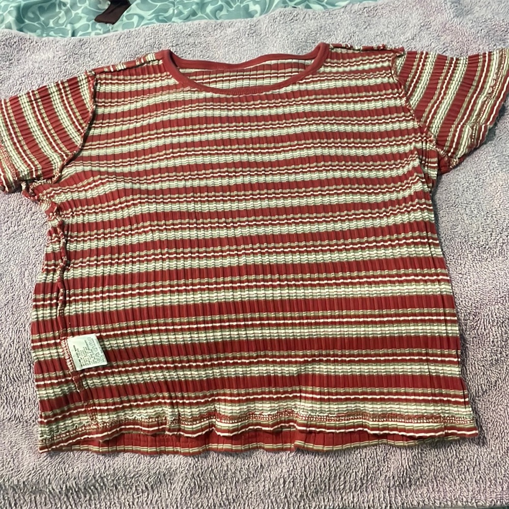 Liz Claiborne 100% cotton red and white shirt